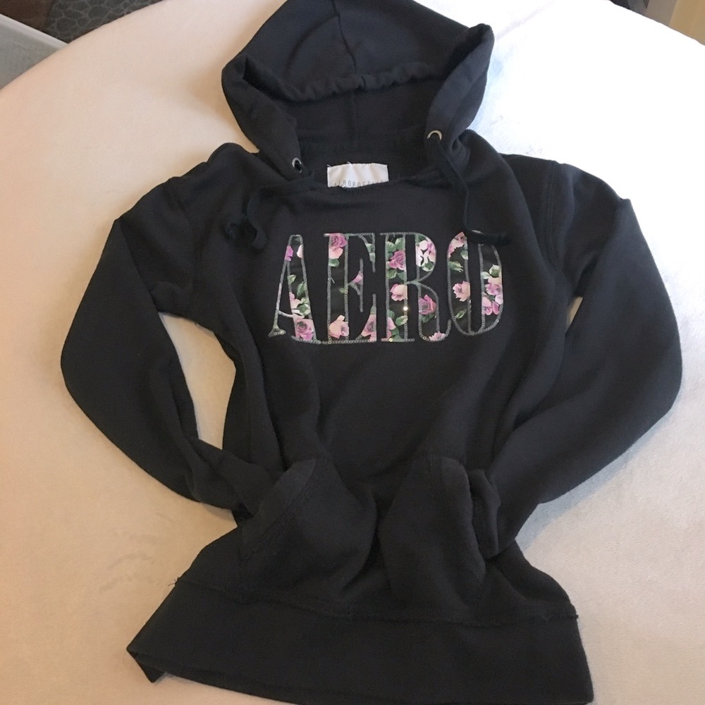 Aeropostale Black Hoodie with front pocket XS/TP - Picture 1 of 8